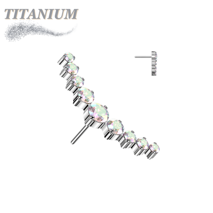 Titanium Threadless 9 CZ Curved (Top Only)