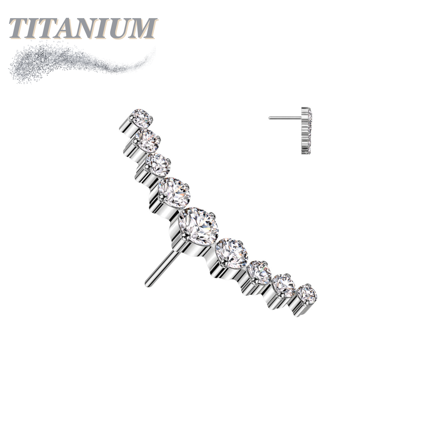 Titanium Threadless 9 CZ Curved (Top Only)