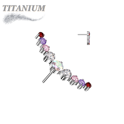 Titanium Threadless 9 CZ Curved (Top Only)