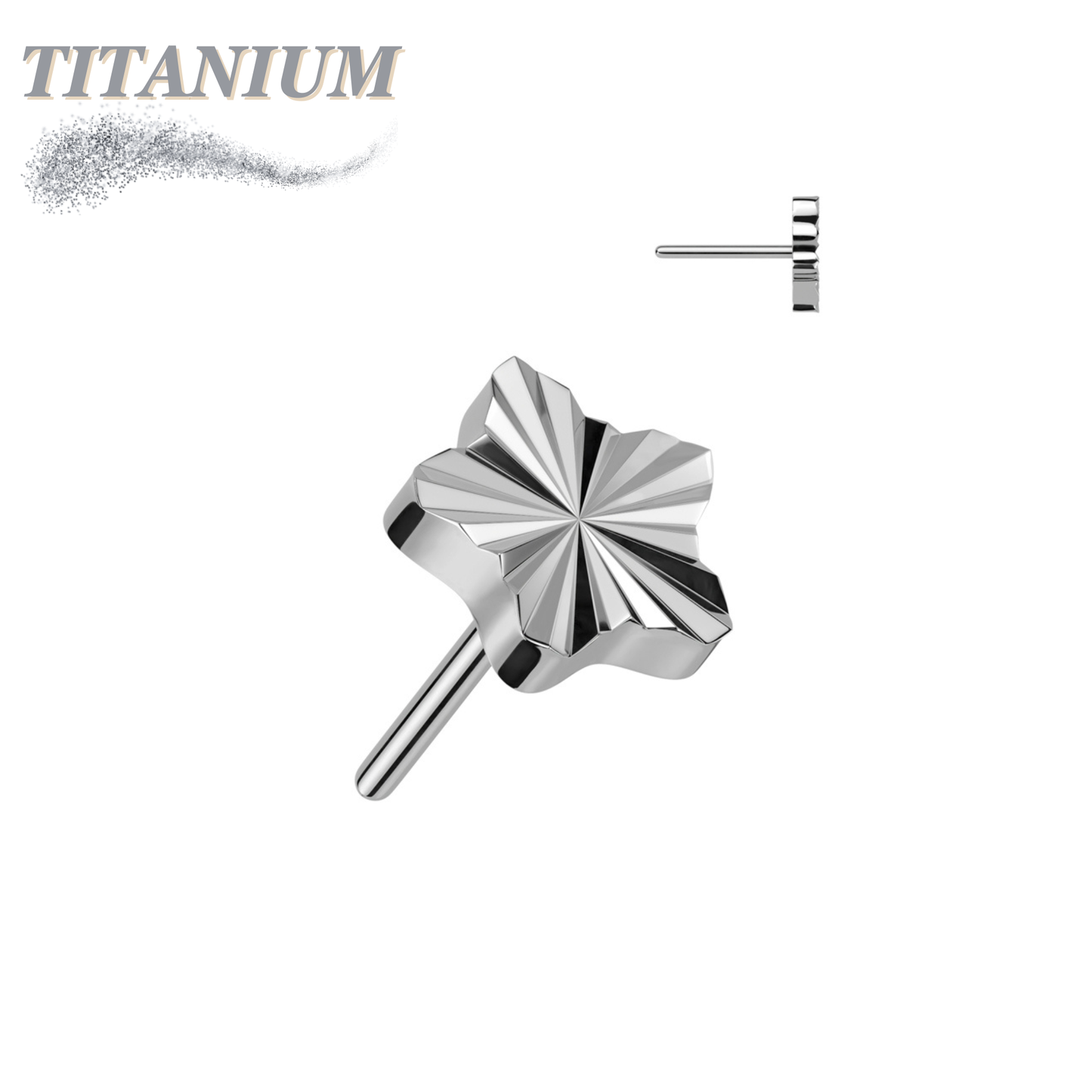 Titanium Threadless Star Shape Ridged (Top Only)