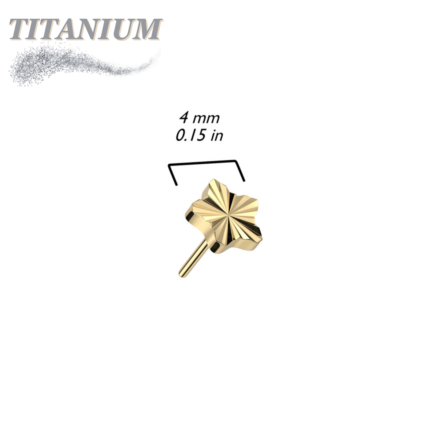 Titanium Threadless Star Shape Ridged (Top Only)