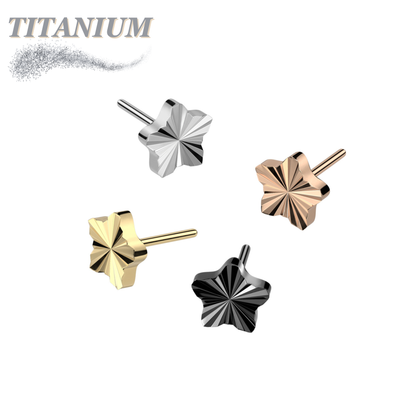 Titanium Threadless Star Shape Ridged (Top Only)