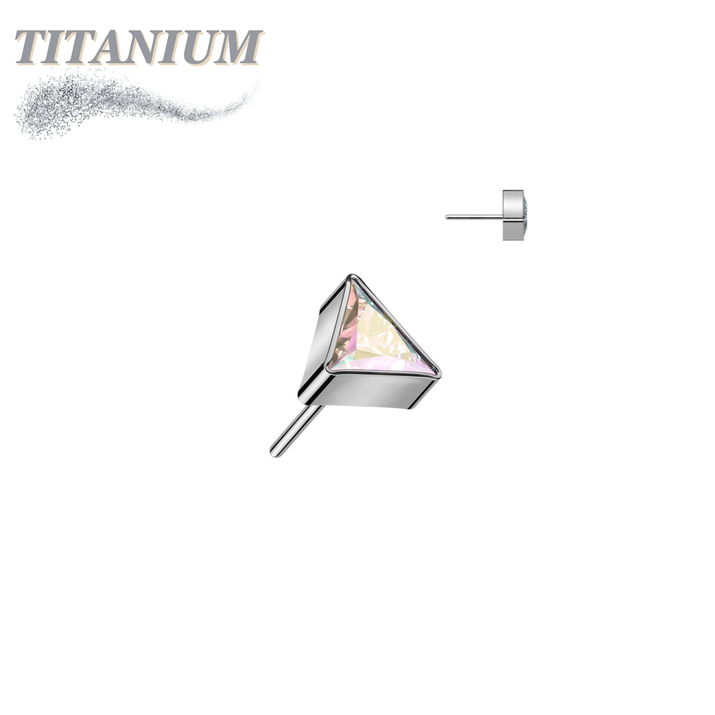 Titanium Threadless CZ Triangle (Top Only)