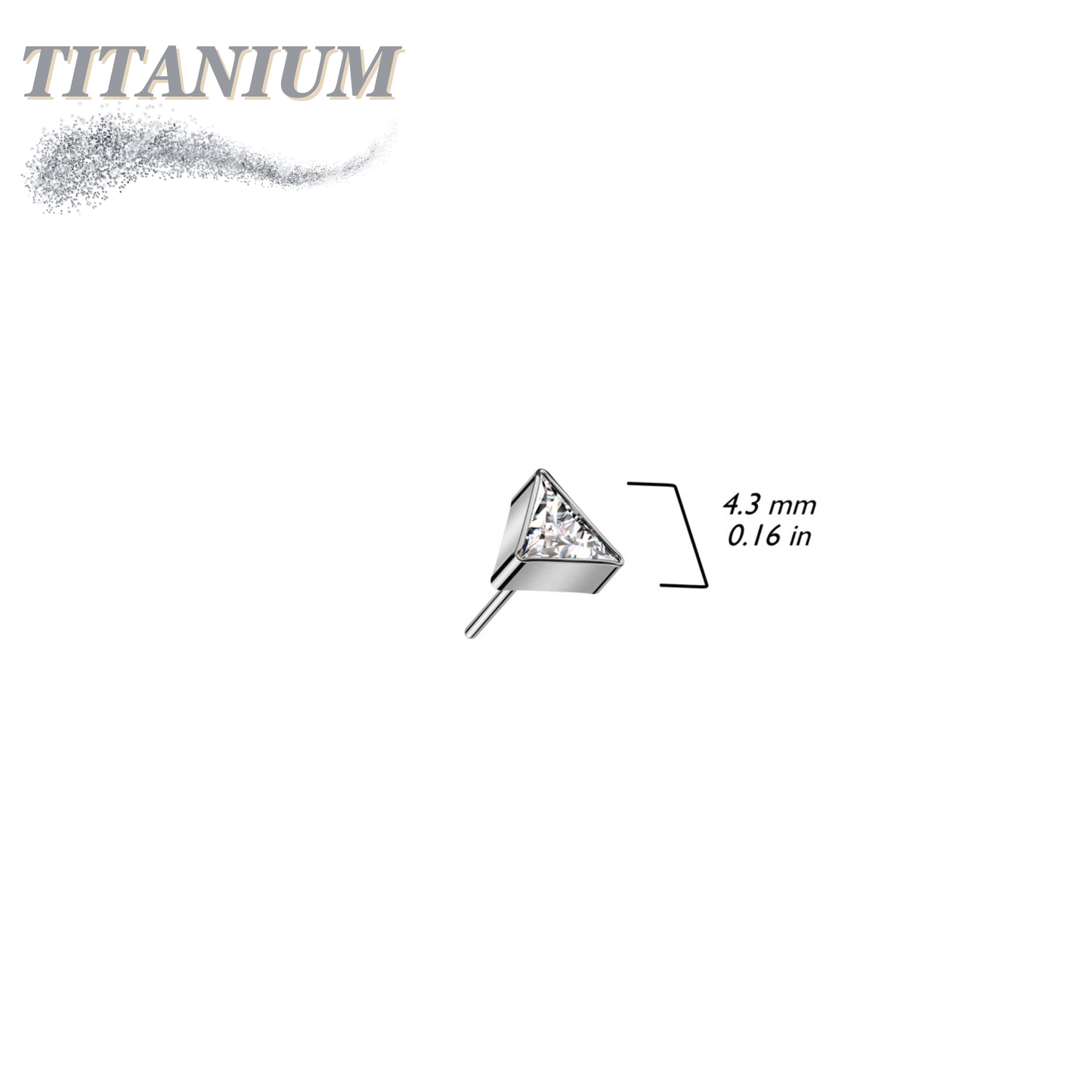 Titanium Threadless CZ Triangle (Top Only)