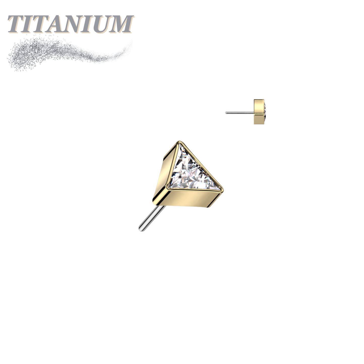 Titanium Threadless CZ Triangle (Top Only)