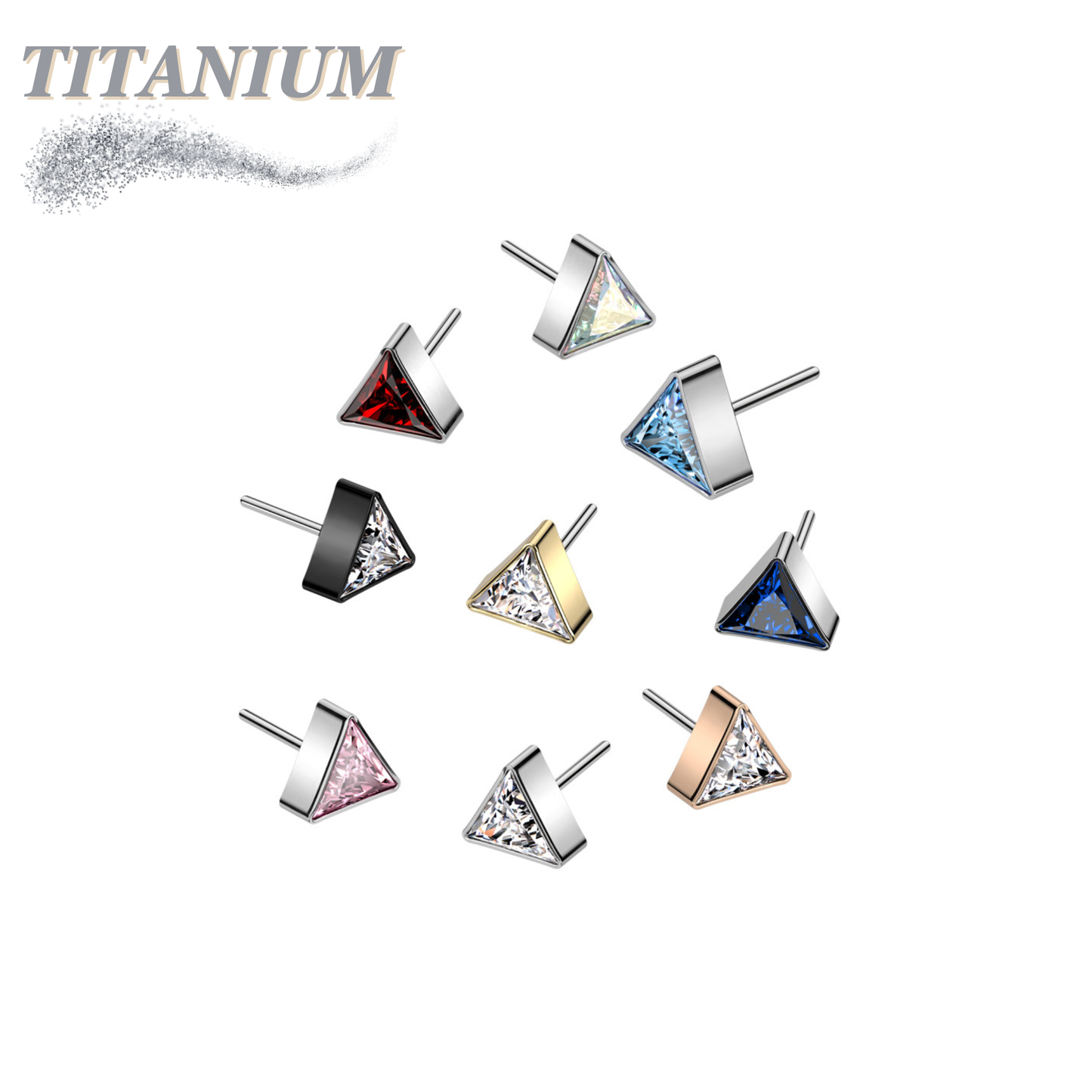 Titanium Threadless CZ Triangle (Top Only)