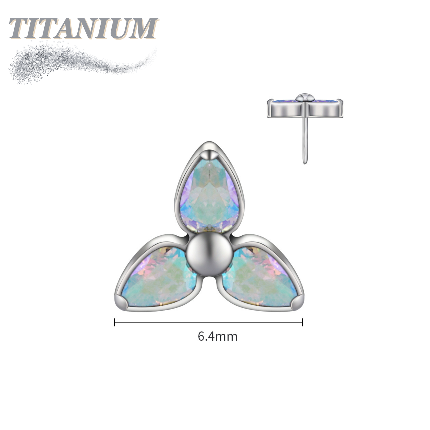 Titanium Threadless Triple Marquise Flower (Top Only)