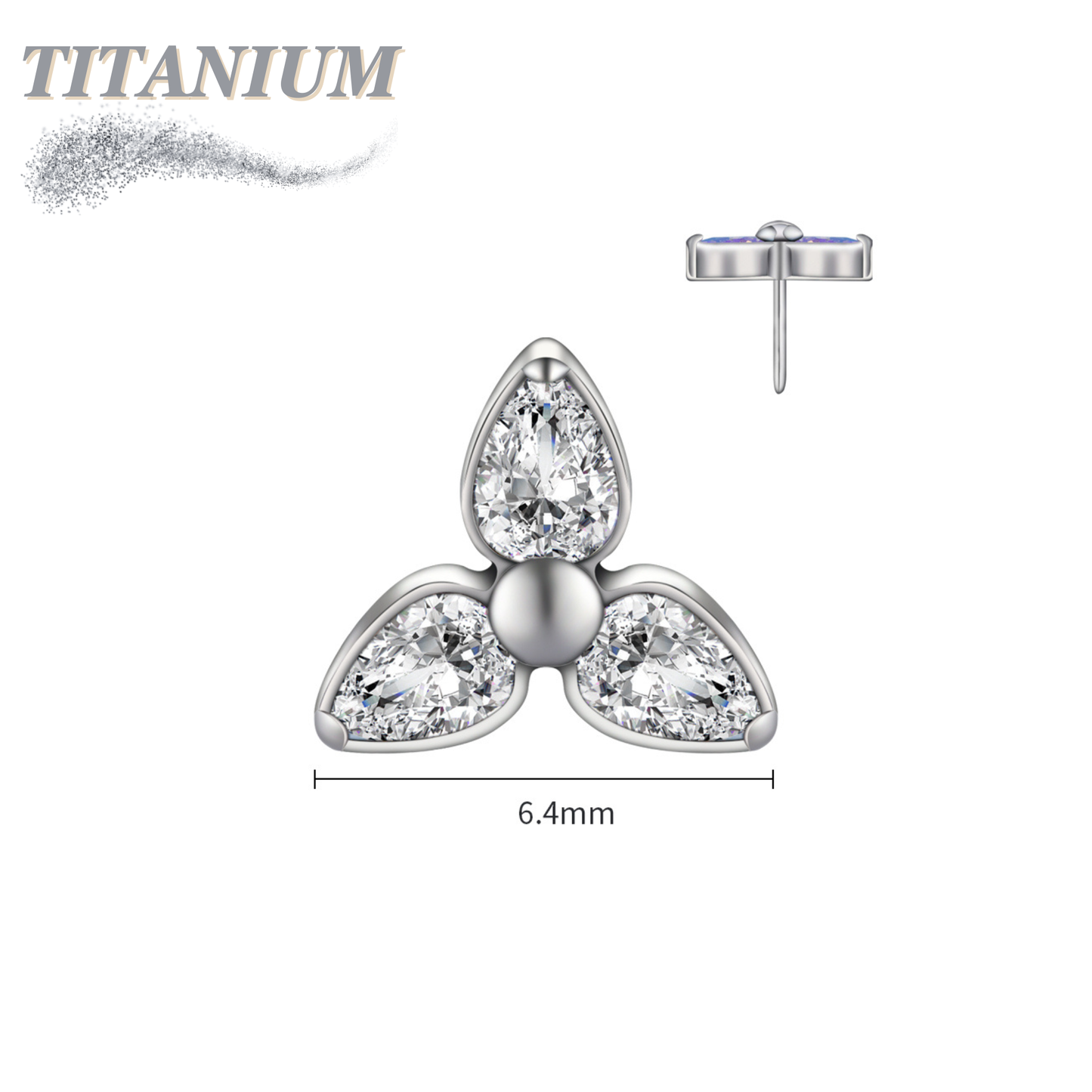 Titanium Threadless Triple Marquise Flower (Top Only)
