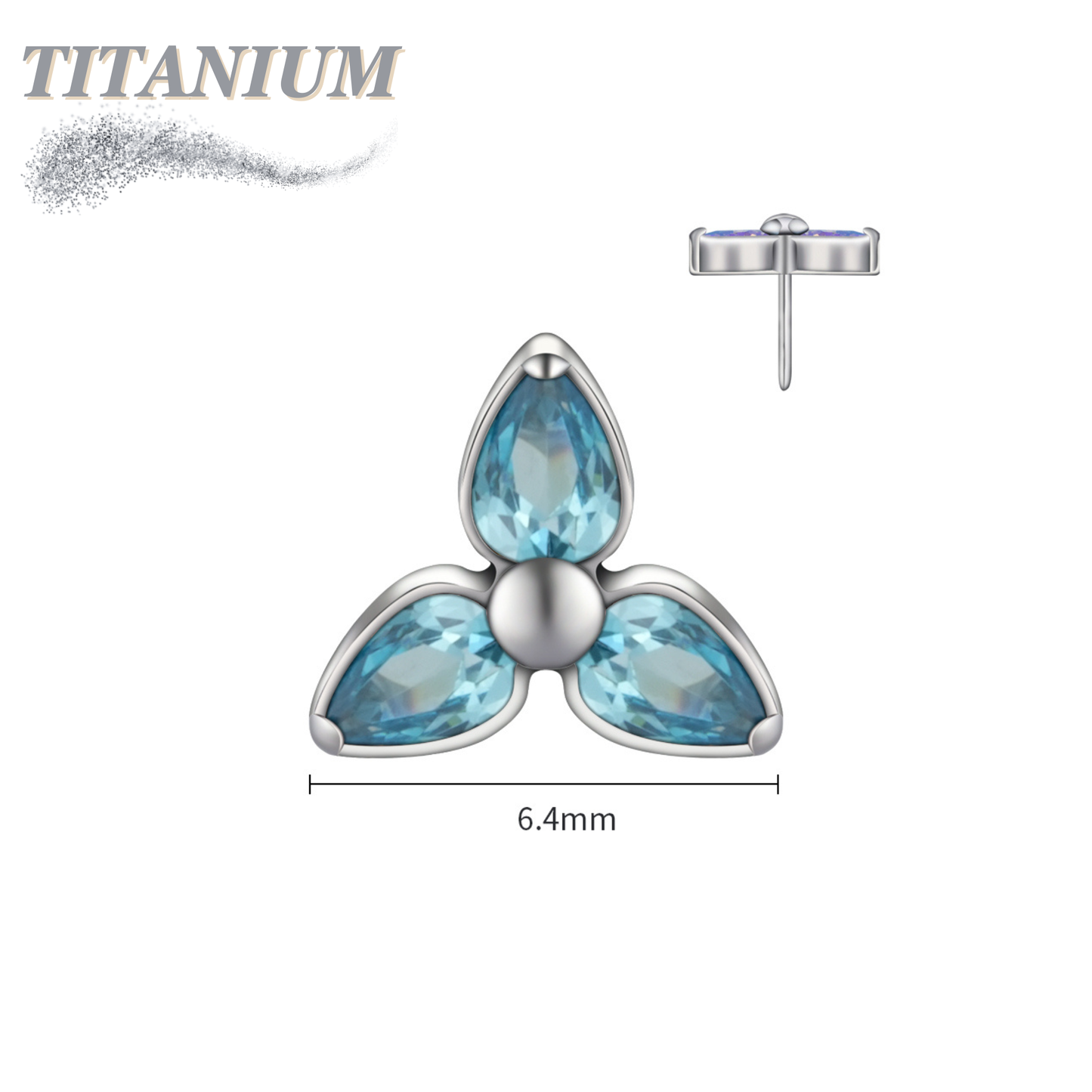Titanium Threadless Triple Marquise Flower (Top Only)