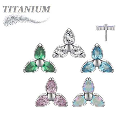Threadless Titanium Triple Marquise Flower Top Only