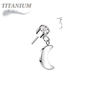 Titanium Threadless Round Bezel with Dangle Crescent Moon (Top Only)