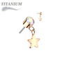 Titanium Threadless Round Bezel with Dangle Star (Top Only)