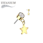 Titanium Threadless Round Bezel with Dangle Star (Top Only)