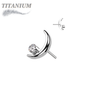 Titanium Threadless Crescent Moon with Bezel CZ (Top Only)