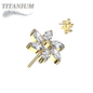Titanium Threadless Marquise CZ Pinwheel Flower (Top Only)