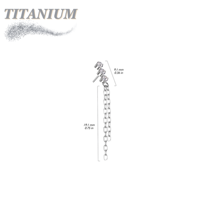 Titanium Threadless 3CZ with Double Dangle Chain (Top Only)