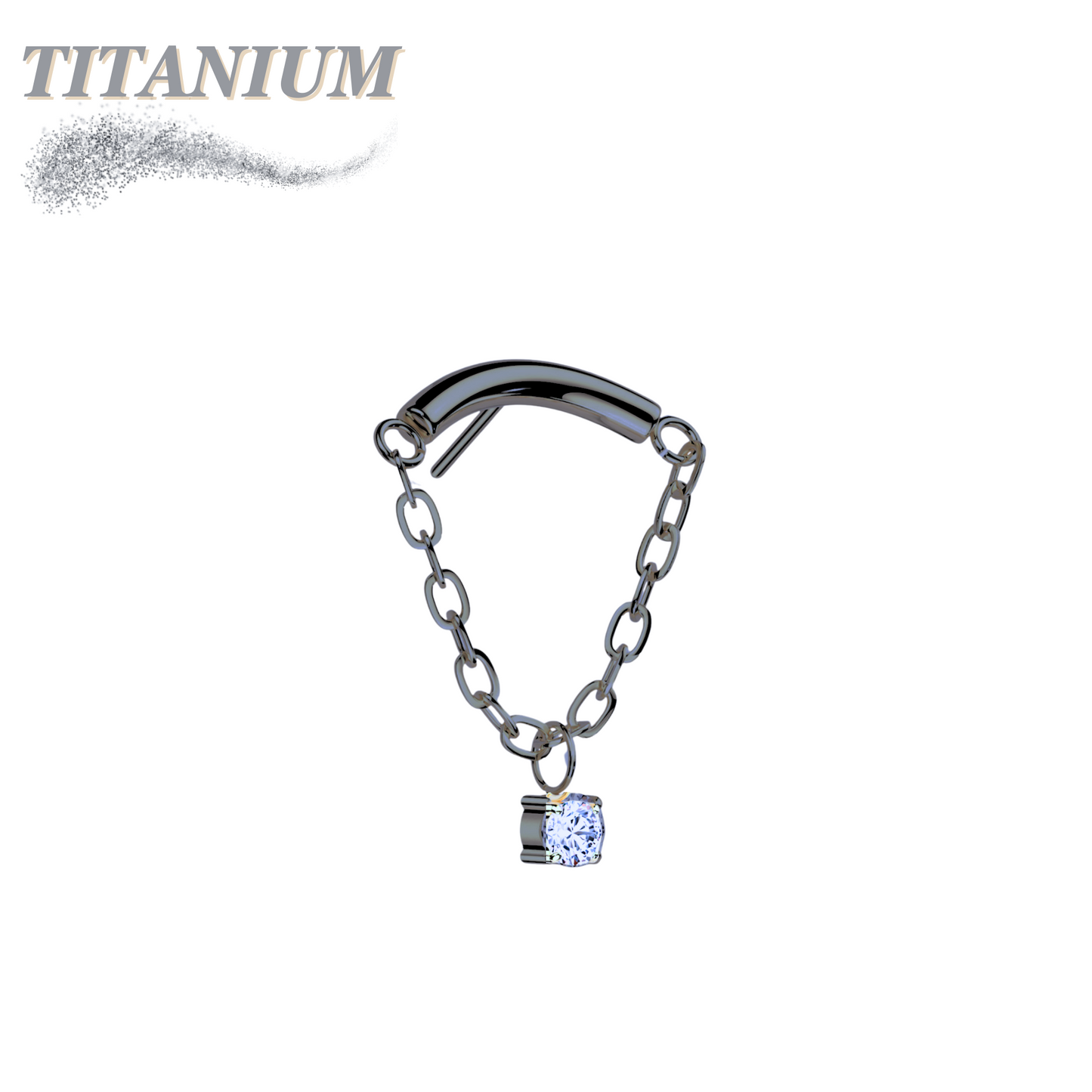 Titanium Threadless Hidden Helix CZ Single Chain Drape (Top Only)