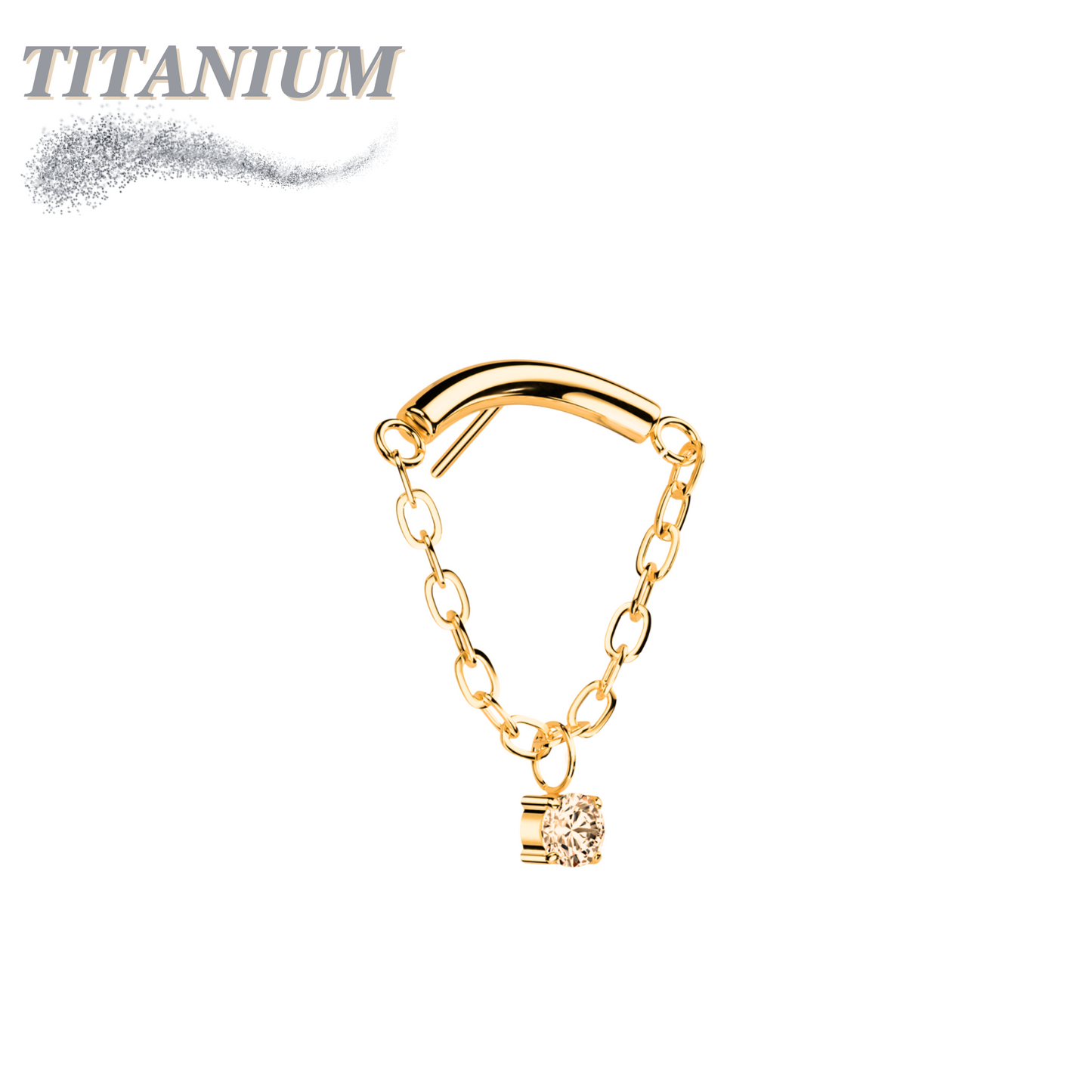 Titanium Threadless Hidden Helix CZ Single Chain Drape (Top Only)