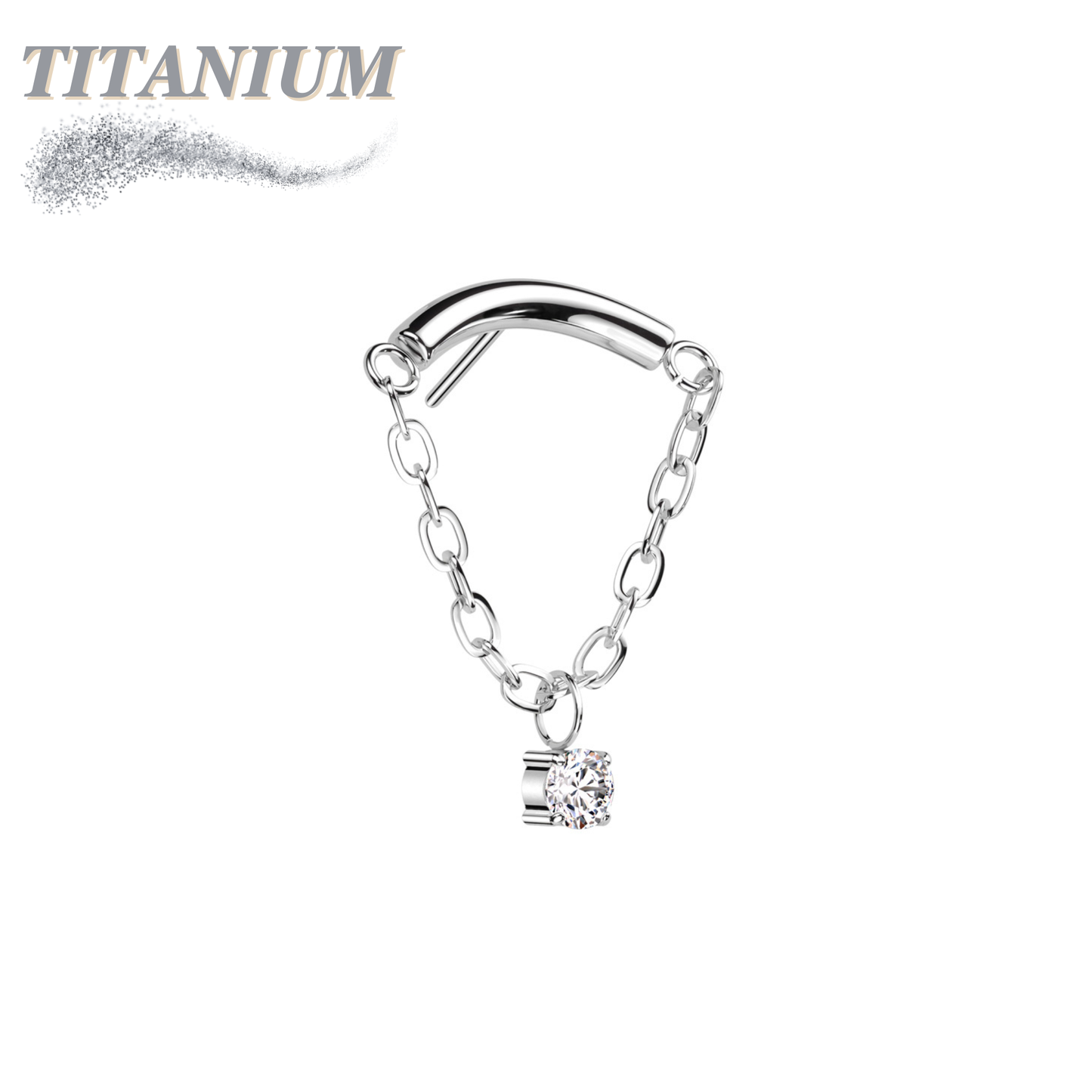 Titanium Threadless Hidden Helix CZ Single Chain Drape (Top Only)