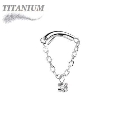 Titanium Threadless Hidden Helix CZ Single Chain Drape (Top Only)