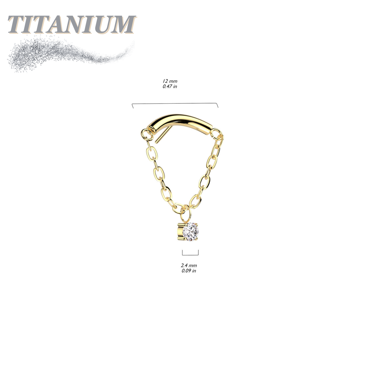 Titanium Threadless Hidden Helix CZ Single Chain Drape (Top Only)