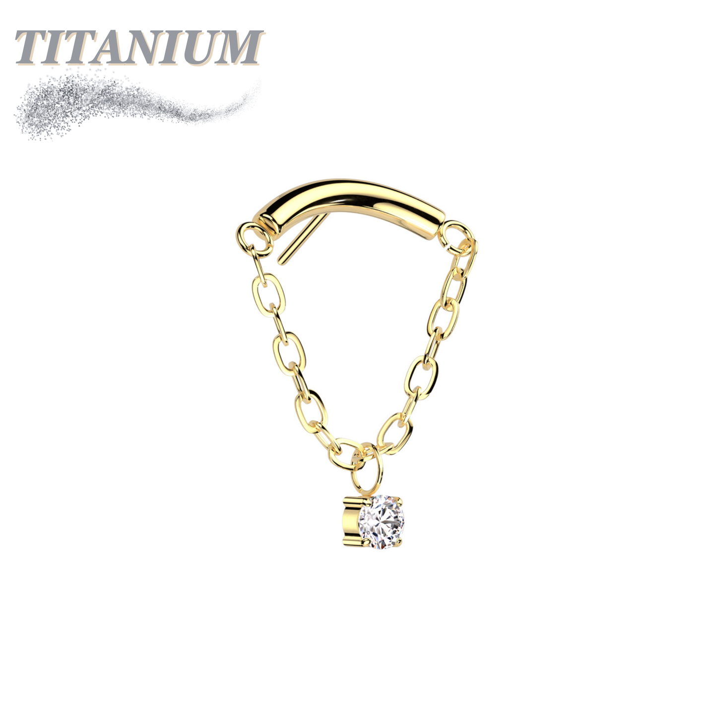 Titanium Threadless Hidden Helix CZ Single Chain Drape (Top Only)