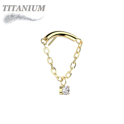 Titanium Threadless Hidden Helix CZ Single Chain Drape (Top Only)