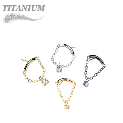 Titanium Threadless Hidden Helix CZ Single Chain Drape (Top Only)