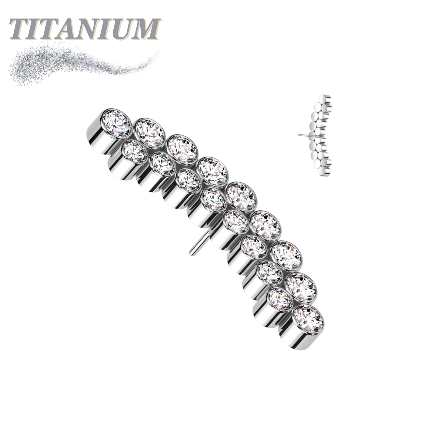 Titanium Threadless Double Row Curved Bezel (Top Only)