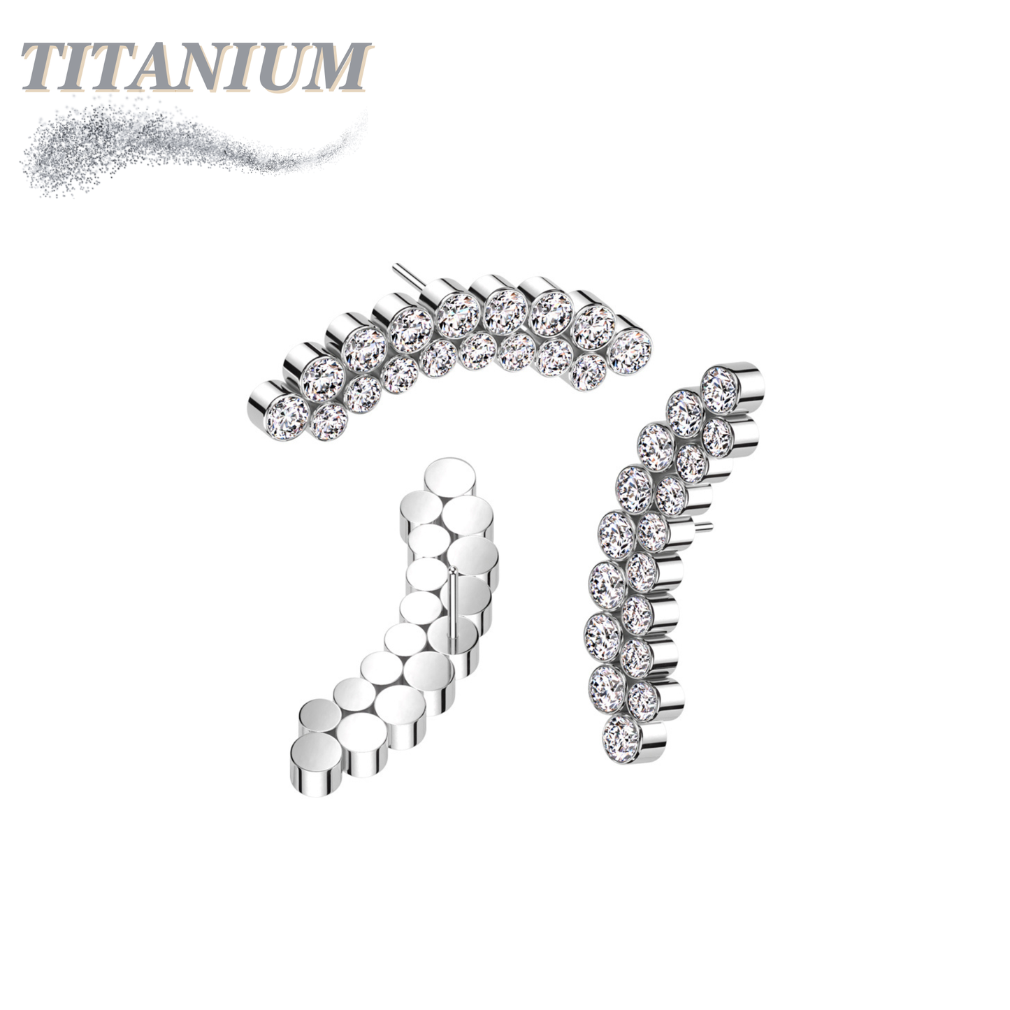 Titanium Threadless Double Row Curved Bezel (Top Only)
