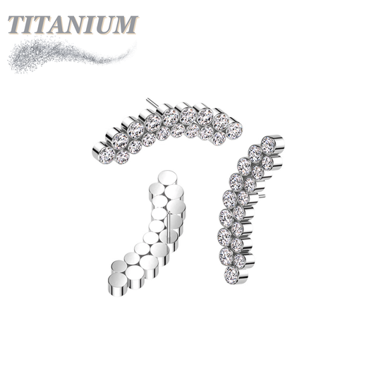 Threadless Titanium Double Row Curved Bezel Top Only