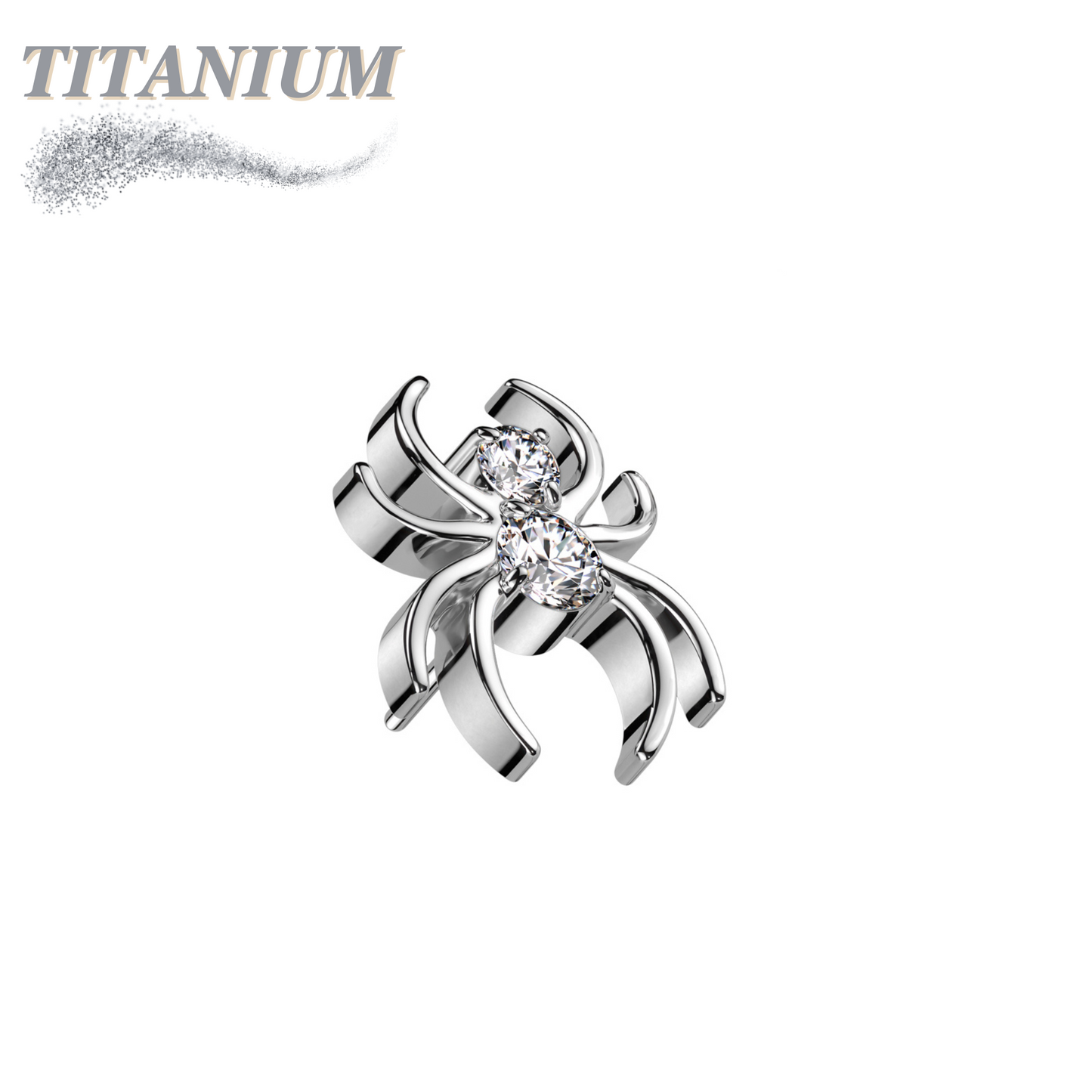 Titanium Threadless CZ Spider (Top Only)