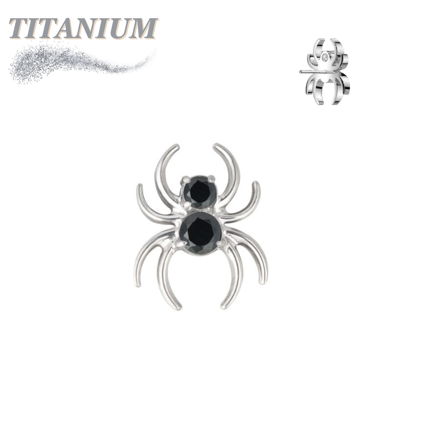 Titanium Threadless CZ Spider (Top Only)