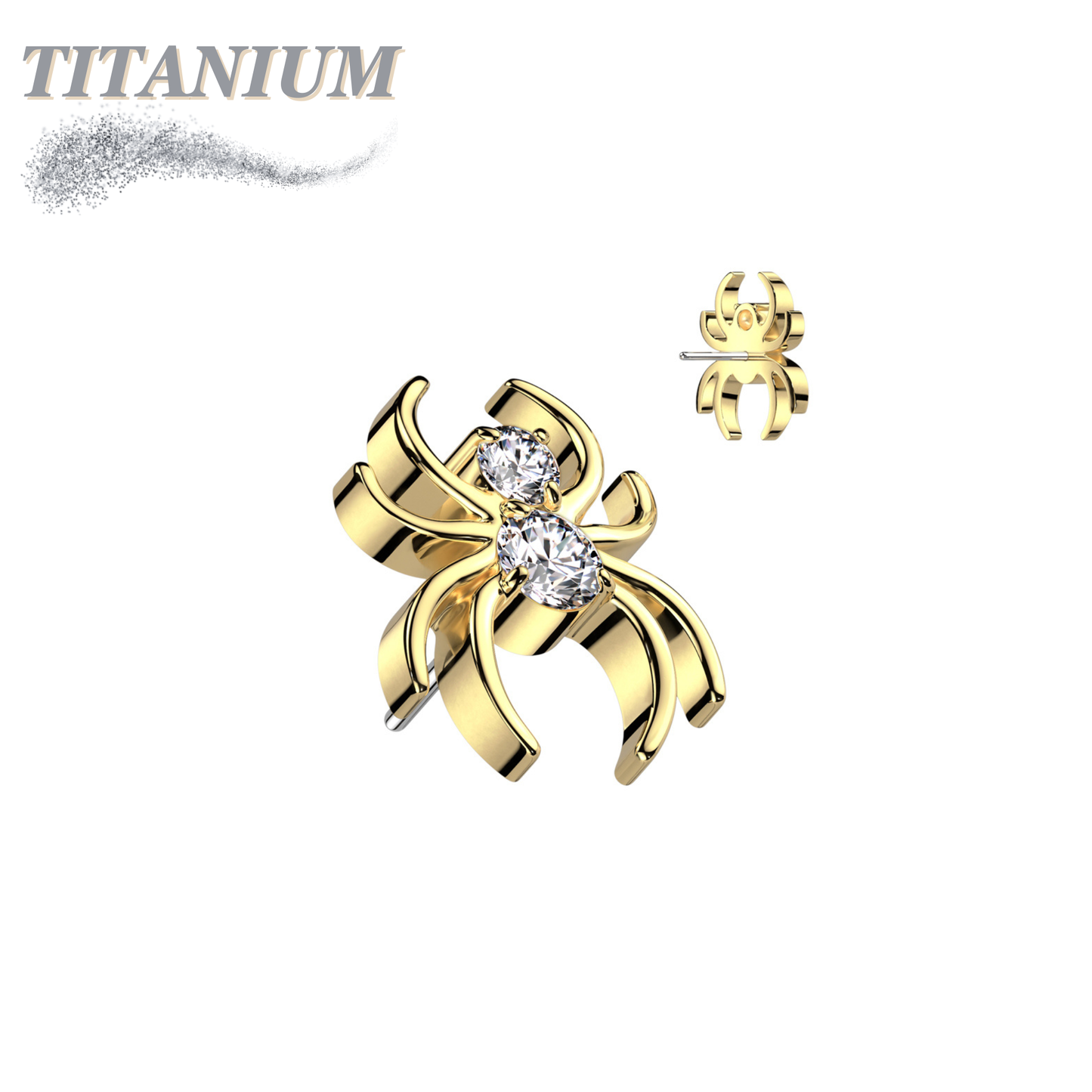 Titanium Threadless CZ Spider (Top Only)