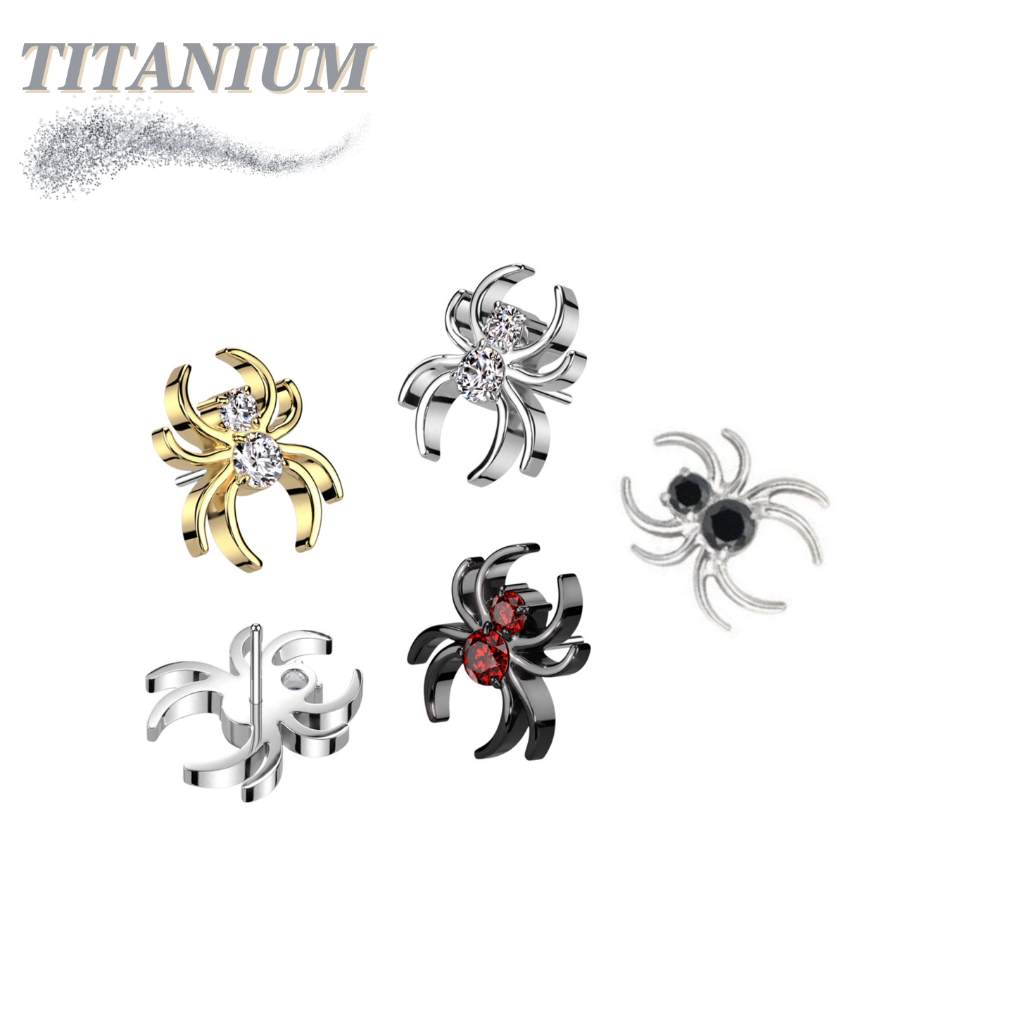 Titanium Threadless CZ Spider (Top Only)