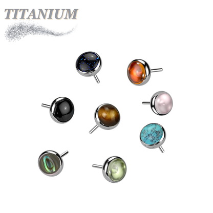Titanium Threadless Bezel Natural Stone (Top Only)