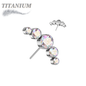 Titanium Threadless Front Facing 5 CZ Bezel Curve (Top Only)