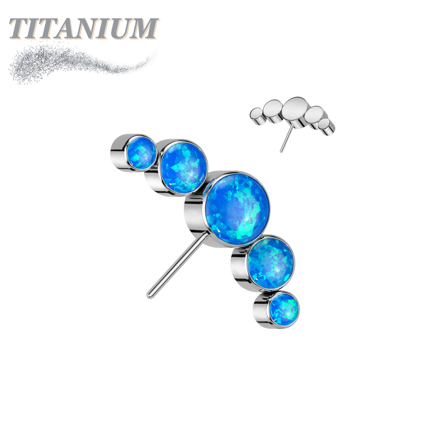 Titanium Threadless Front Facing 5 Opal Curve (Top Only)