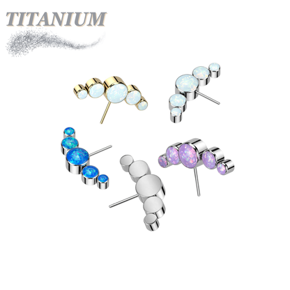Titanium Threadless Front Facing 5 Opal Curve (Top Only)