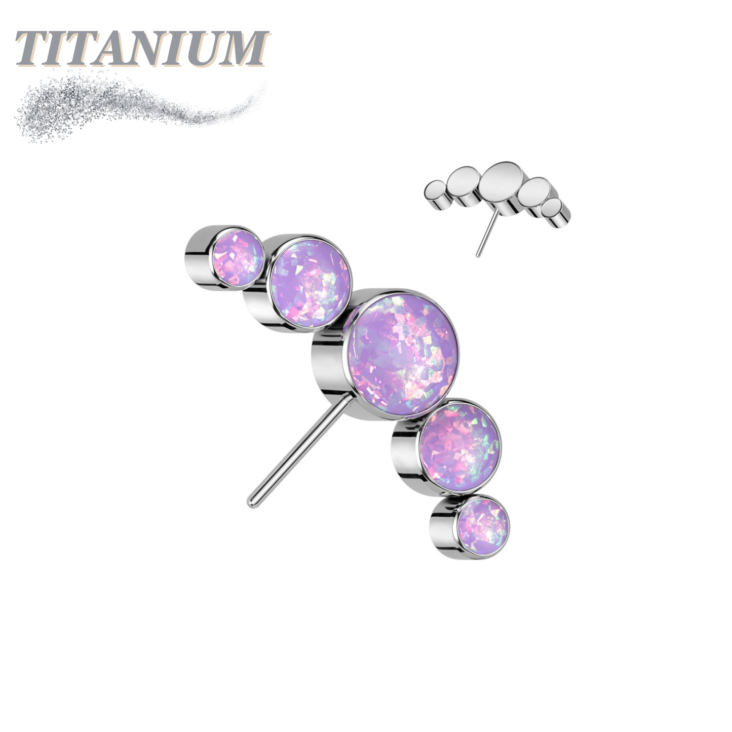 Titanium Threadless Front Facing 5 Opal Curve (Top Only)