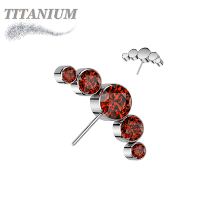 Titanium Threadless Front Facing 5 CZ Bezel Curve (Top Only)