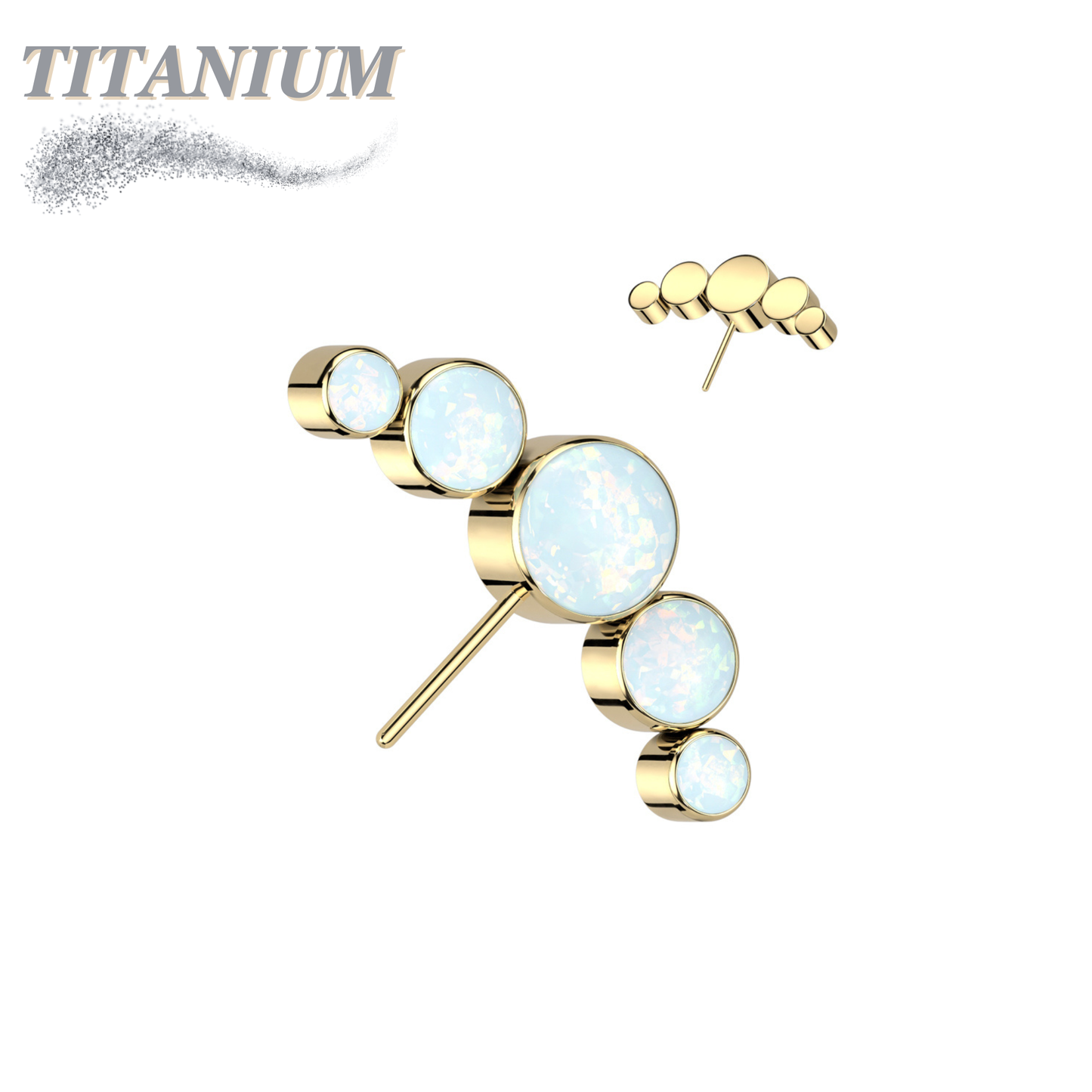 Titanium Threadless Front Facing 5 Opal Curve (Top Only)