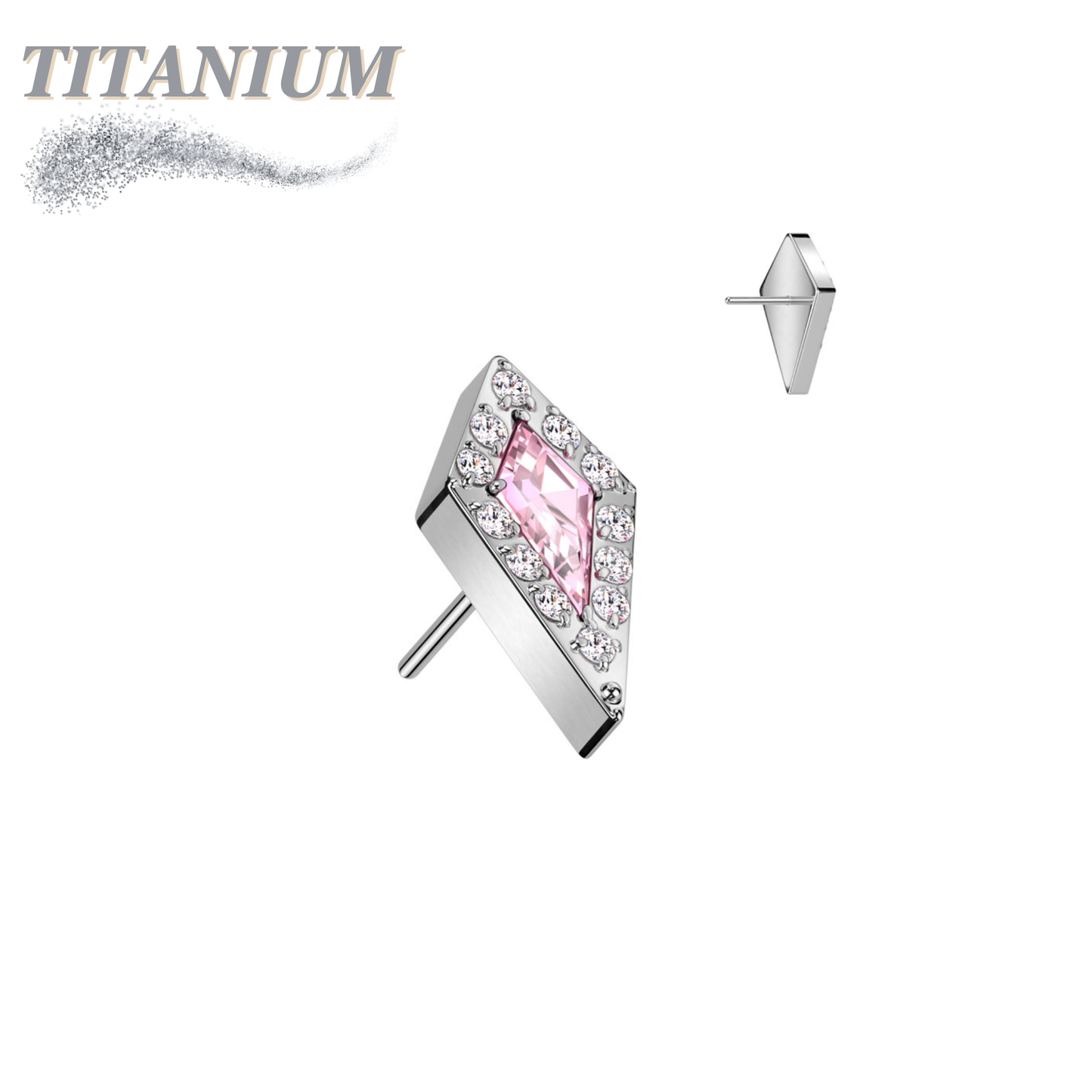 Titanium Threadless CZ Stiletto Triangle (Top Only)