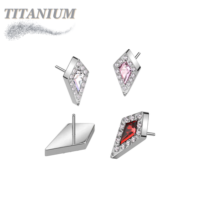 Titanium Threadless CZ Stiletto Triangle (Top Only)