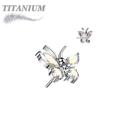Titanium Threadless CZ Butterfly (Top Only)
