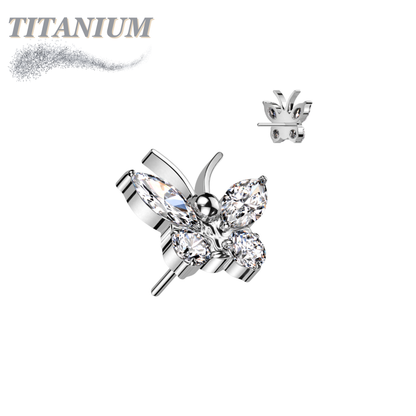 Titanium Threadless CZ Butterfly (Top Only)
