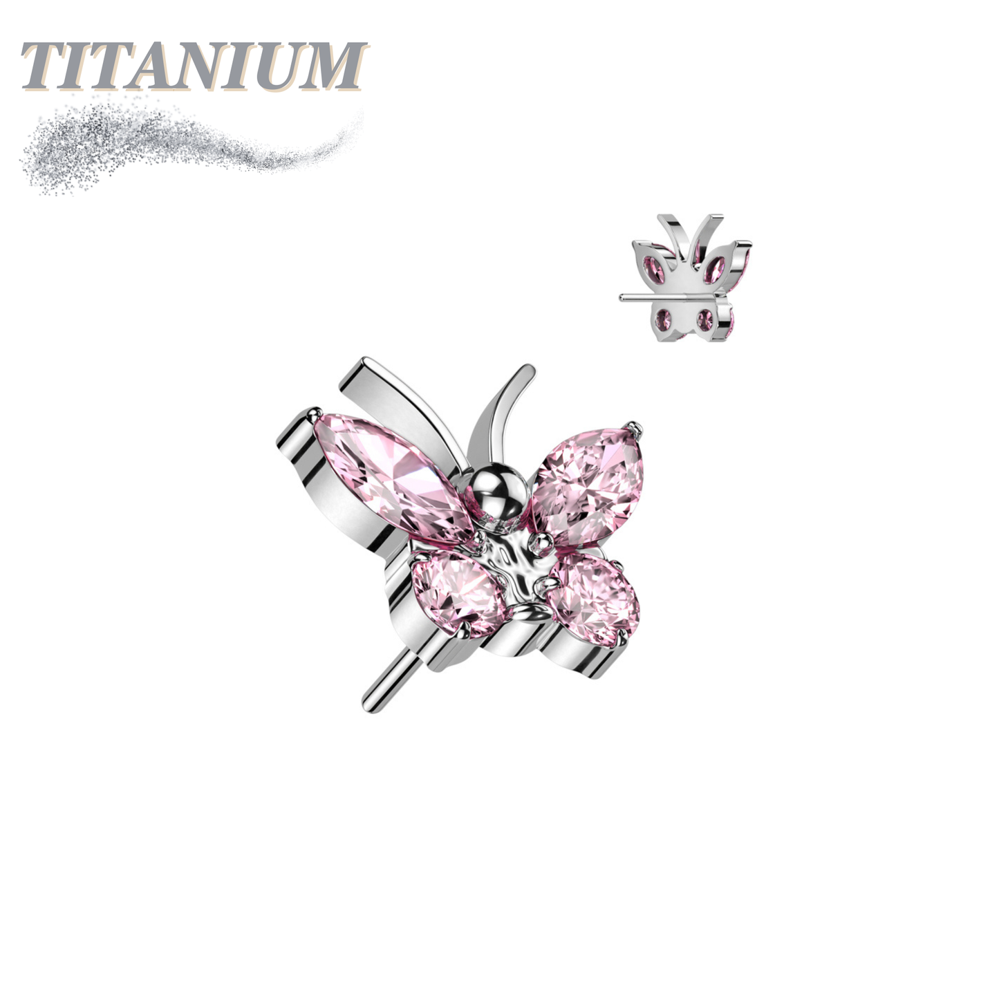 Titanium Threadless CZ Butterfly (Top Only)