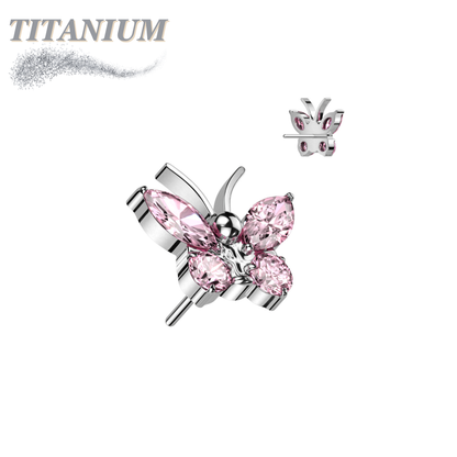 Titanium Threadless CZ Butterfly (Top Only)