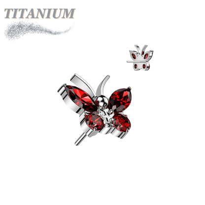 Titanium Threadless CZ Butterfly (Top Only)