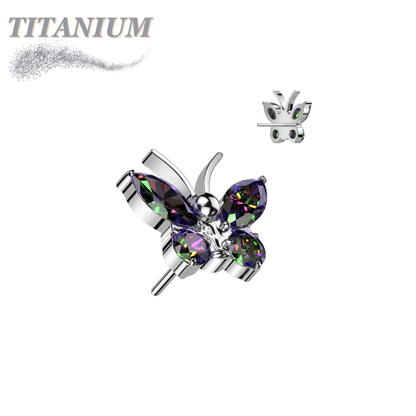 Titanium Threadless CZ Butterfly (Top Only)